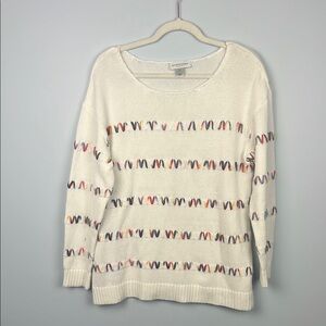 Christopher & Banks petite large multicolor crewneck sweater